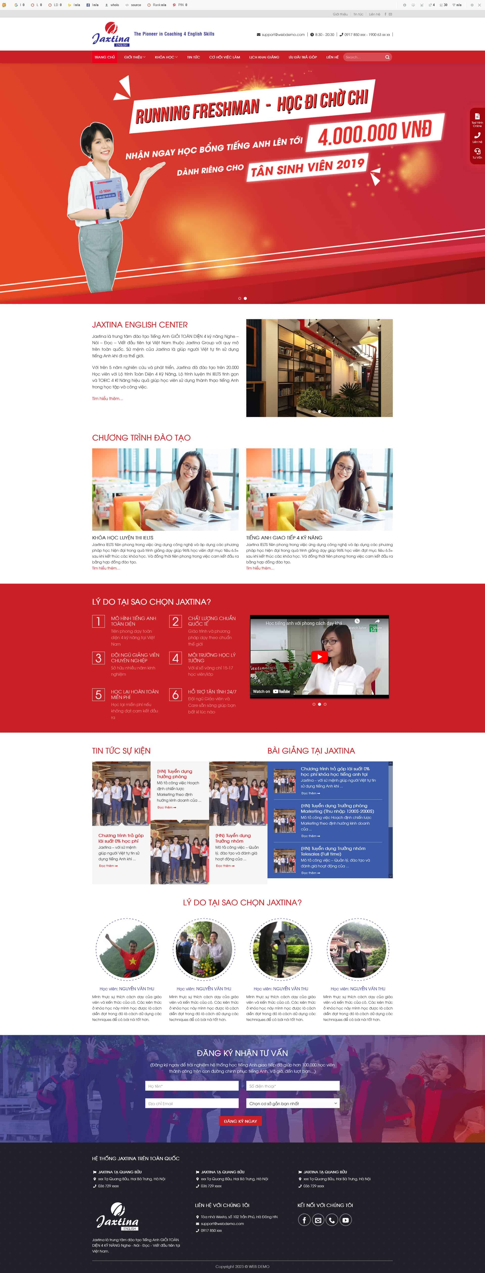 Theme WordPress học tiếng anh