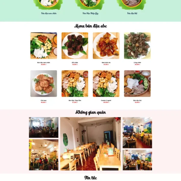 Theme wordpress quán ăn bún đậu mắm tôm