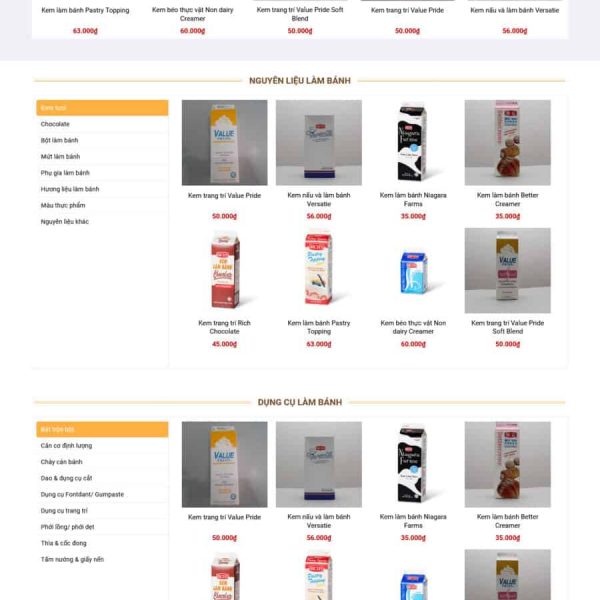 Theme wordpress shop nguyên liệu làm bánh 2