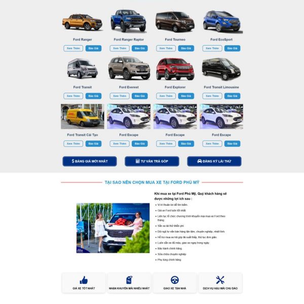 Theme wordpress bán xe ford