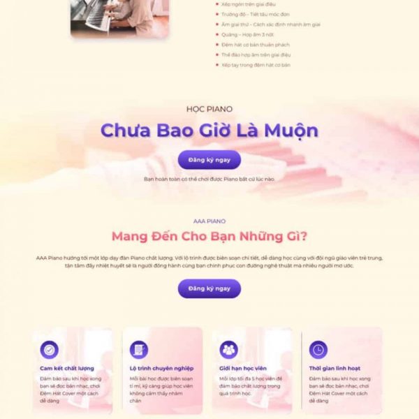 Theme wordpress lading pape khóa dạy đàn piano