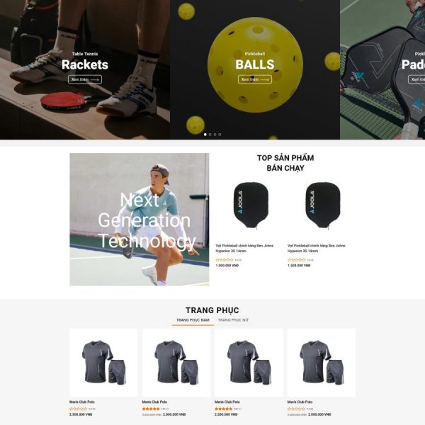Theme WordPress Bán dụng cụ chơi Pickleball 2