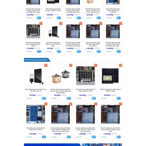 Theme wordpress bán đèn solar năng lượng mặt trời