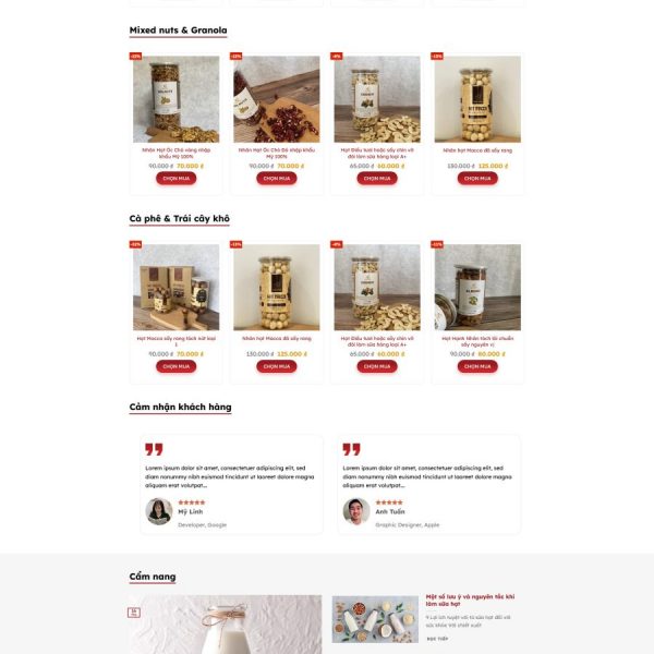 Theme WordPress Bán Rau Củ, Hạt, Trái Cây Sấy Khô & Thực Phẩm Sạch