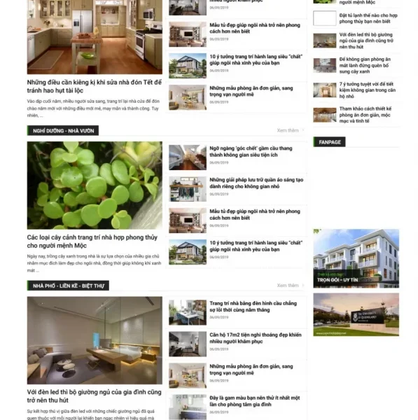 Theme wordpress tin tức tạp chí nhà đẹp