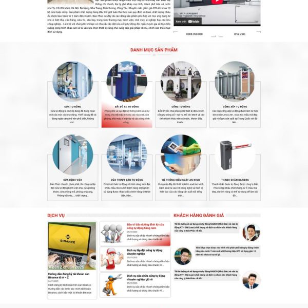 Theme WordPress công ty thi công & lắp đặt Cửa Tự Động